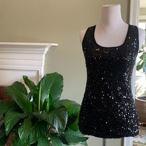 INC International concepts sequined black tank top racer back so small